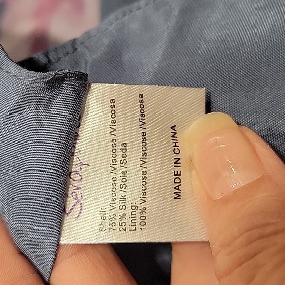 Luxe by Seraphine Size 6 Navy Blue & Pink Floral Silk Maternity Gown - Picture 14 of 16